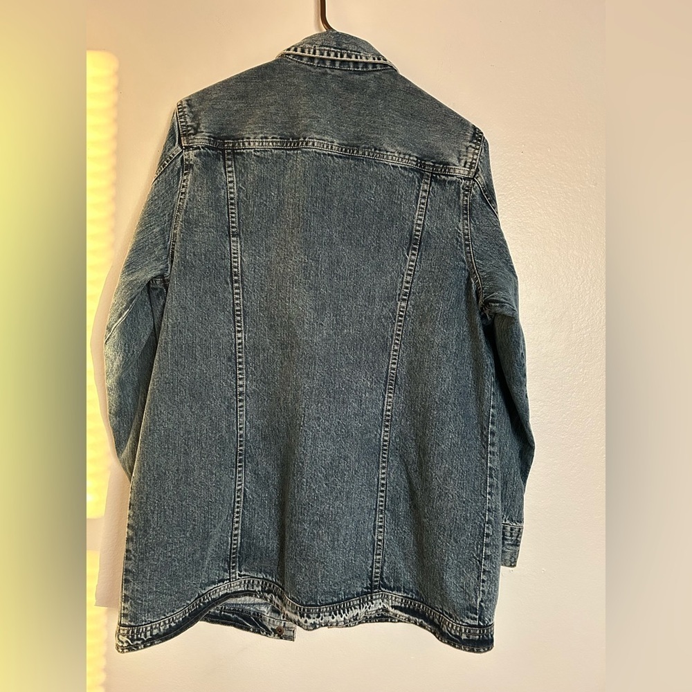 NWOT NorthStyle Longline Denim Jacket Women’s L – Vintage Wash, Snap Buttons - Picture 4 of 13